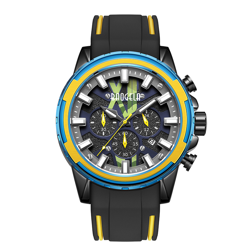 Baogela Nuovi orologi UOMINI Orologio blu in gomma inossidabile per uomo Luxury impermeabile cronografo orologio da polso luminoso relogio 22601