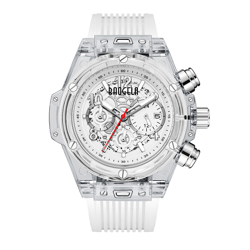 BAOGELA Brand Full Transparent orologio da uomo di lusso Watch Sports Sports Military Reloj Creative Men Women Chronograph Quartz Watch 20013